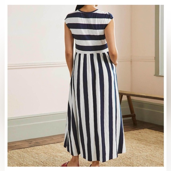 Boden Glorious British Striped Navy & White True Maxi Dress Sleeveless Pockets 8 - Picture 4 of 7